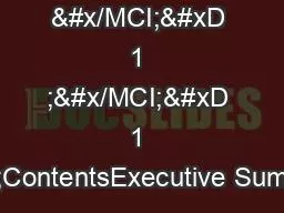 �� &#x/MCI; 1 ;&#x/MCI; 1 ;ContentsExecutive Sum