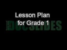 Lesson Plan for Grade 1