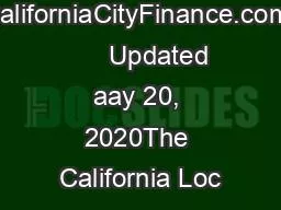 CaliforniaCityFinance.com       Updated aay 20, 2020The California Loc
