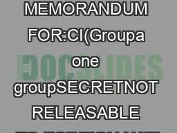 MEMORANDUM FOR:CI(Groupa one groupSECRETNOT RELEASABLE TO FOREIGN NATI