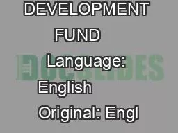 AFRICAN DEVELOPMENT FUND     Language: English          Original: Engl