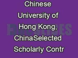 RuxuThe Chinese University of Hong Kong, ChinaSelected Scholarly Contr