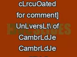 [Draft cLrcuOated for comment] UnLversLt\ of CambrLdJe CambrLdJe CB1 2