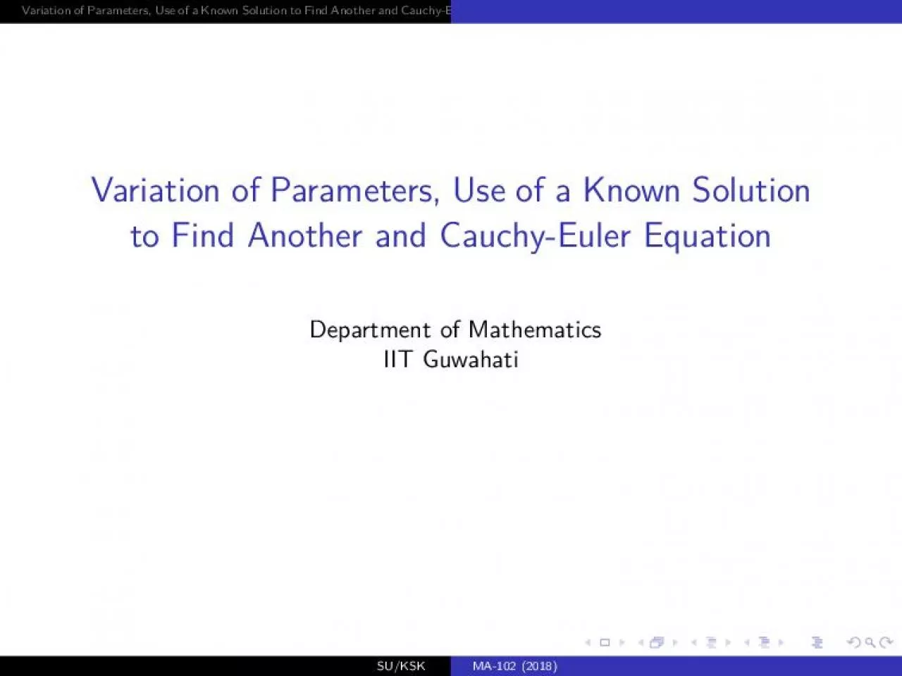 PDF-VariationofParameters,UseofaKnownSolutiontoFindAnotherandCauchy-EulerE