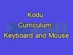 Kodu Curriculum: Keyboard and Mouse