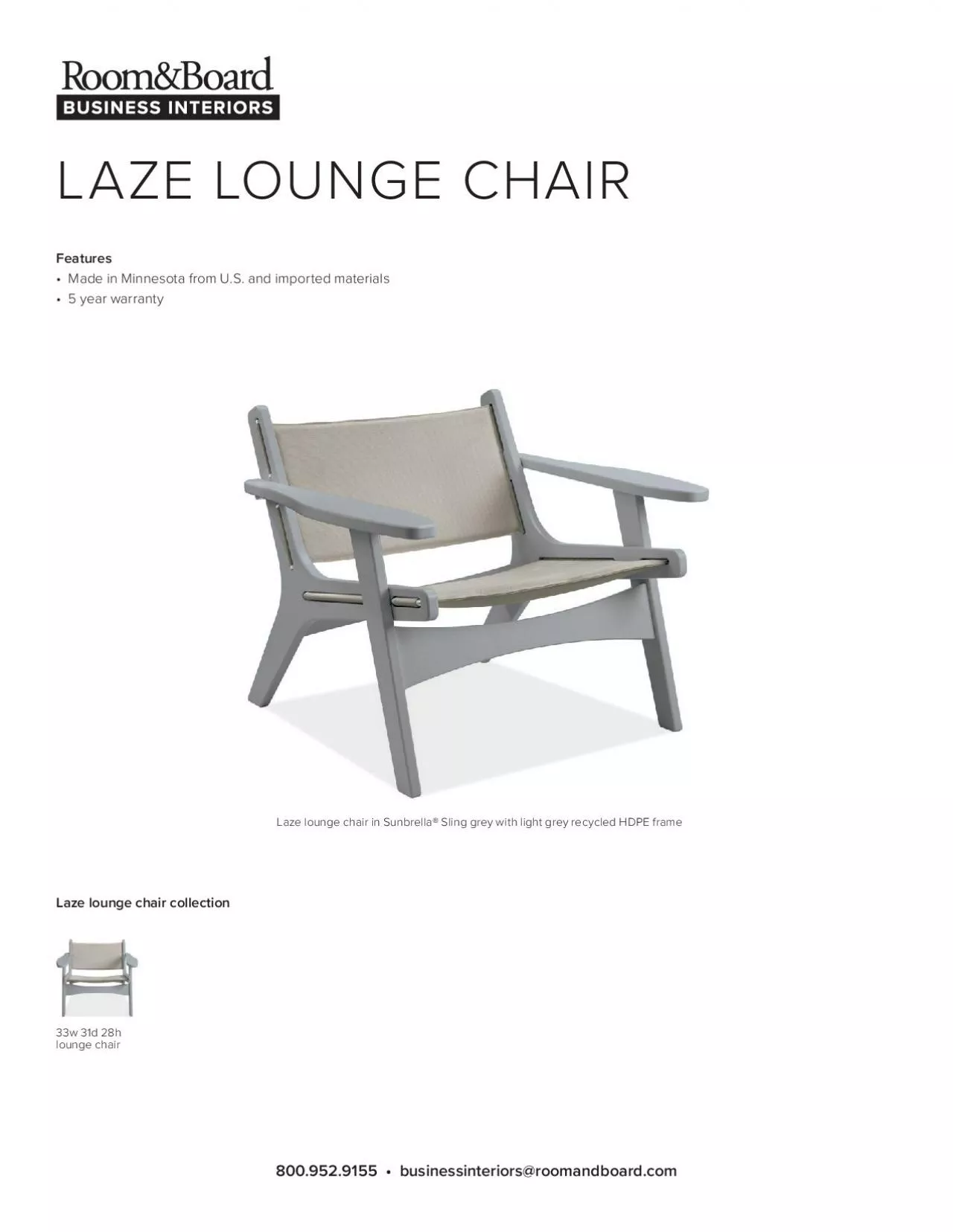 PDF-Laze lounge chair in Sunbrella® Sling grey with light grey recycled H