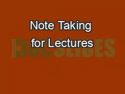 Note Taking for Lectures