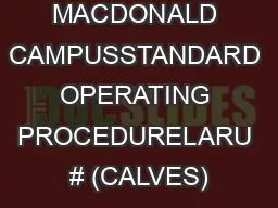 MACDONALD CAMPUSSTANDARD OPERATING PROCEDURELARU # (CALVES)
