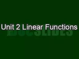 Unit 2 Linear Functions