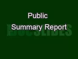 Public Summary Report