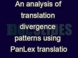 An analysis of translation divergence patterns using PanLex translatio