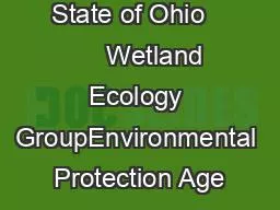 State of Ohio        Wetland Ecology GroupEnvironmental Protection Age
