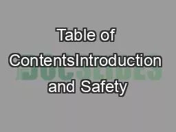 Table of ContentsIntroduction and Safety