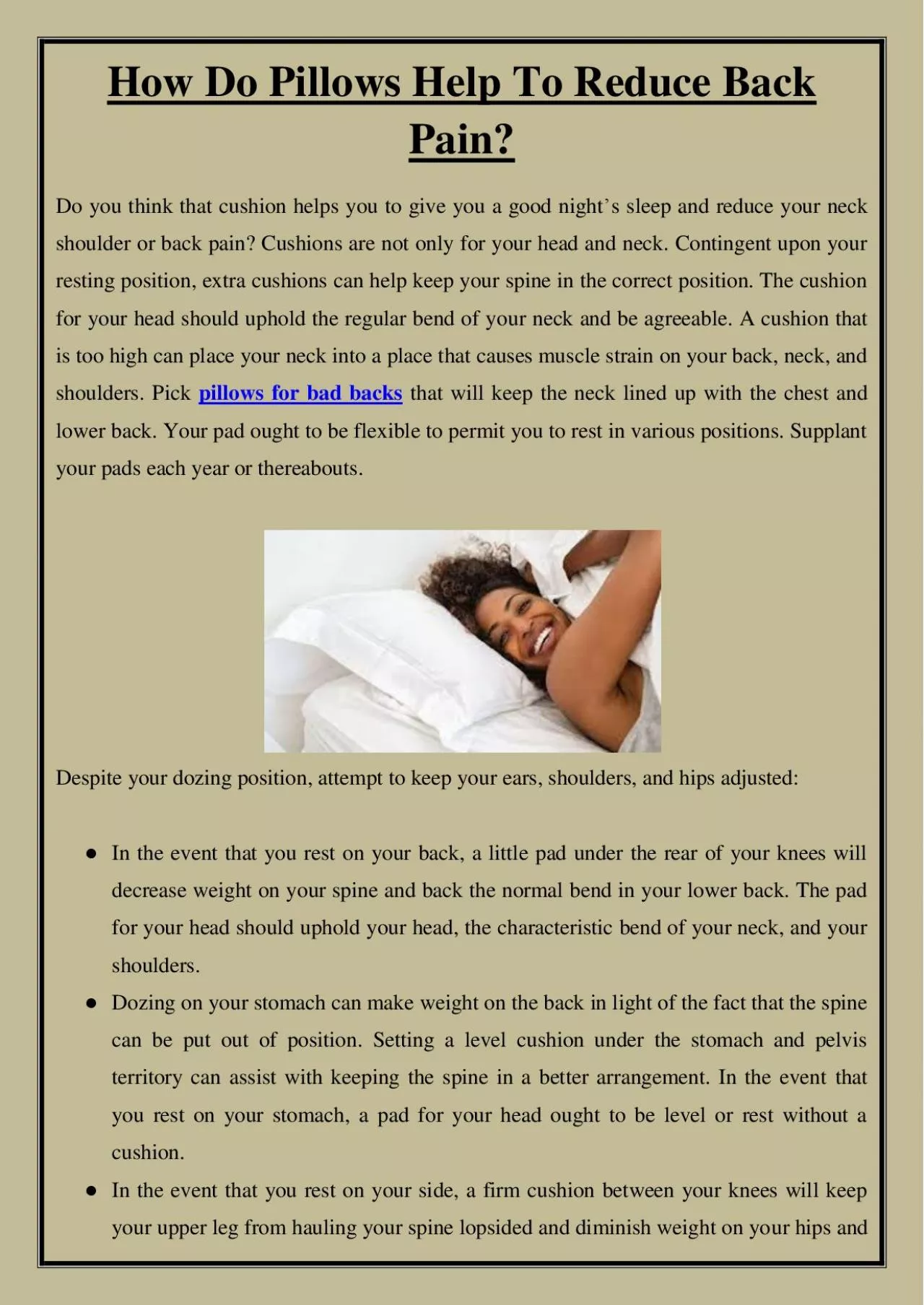 PDF-How Do Pillows Help To Reduce Back Pain?