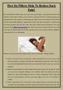 How Do Pillows Help To Reduce Back Pain?