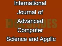 (IJACSA) International Journal of Advanced Computer Science and Applic