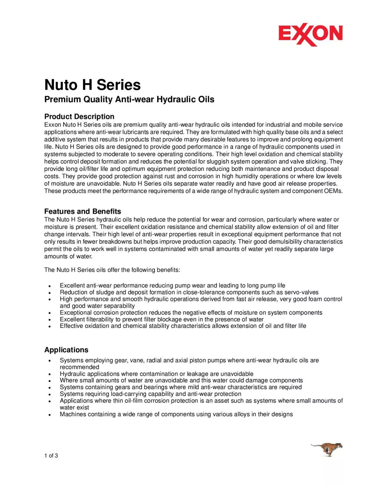 PDF-NutoHSeriesPremiumQualityAnti-wearHydraulicOilsProductDescriptionExxon