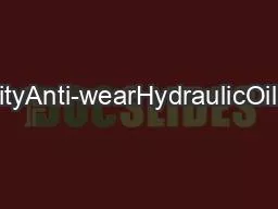 NutoHSeriesPremiumQualityAnti-wearHydraulicOilsProductDescriptionExxon