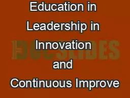Doctor of Education in Leadership in Innovation and Continuous Improve