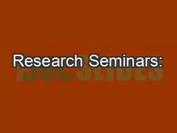 Research Seminars: