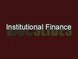 Institutional Finance