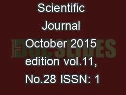 European Scientific Journal October 2015 edition vol.11, No.28 ISSN: 1
