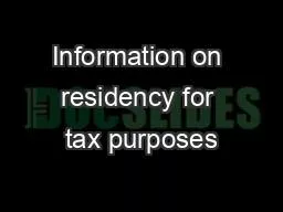 Information on residency for tax purposes