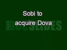 Sobi to acquire Dova