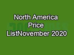 North America Price ListNovember 2020