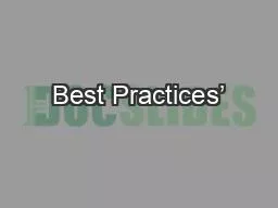 Best Practices’