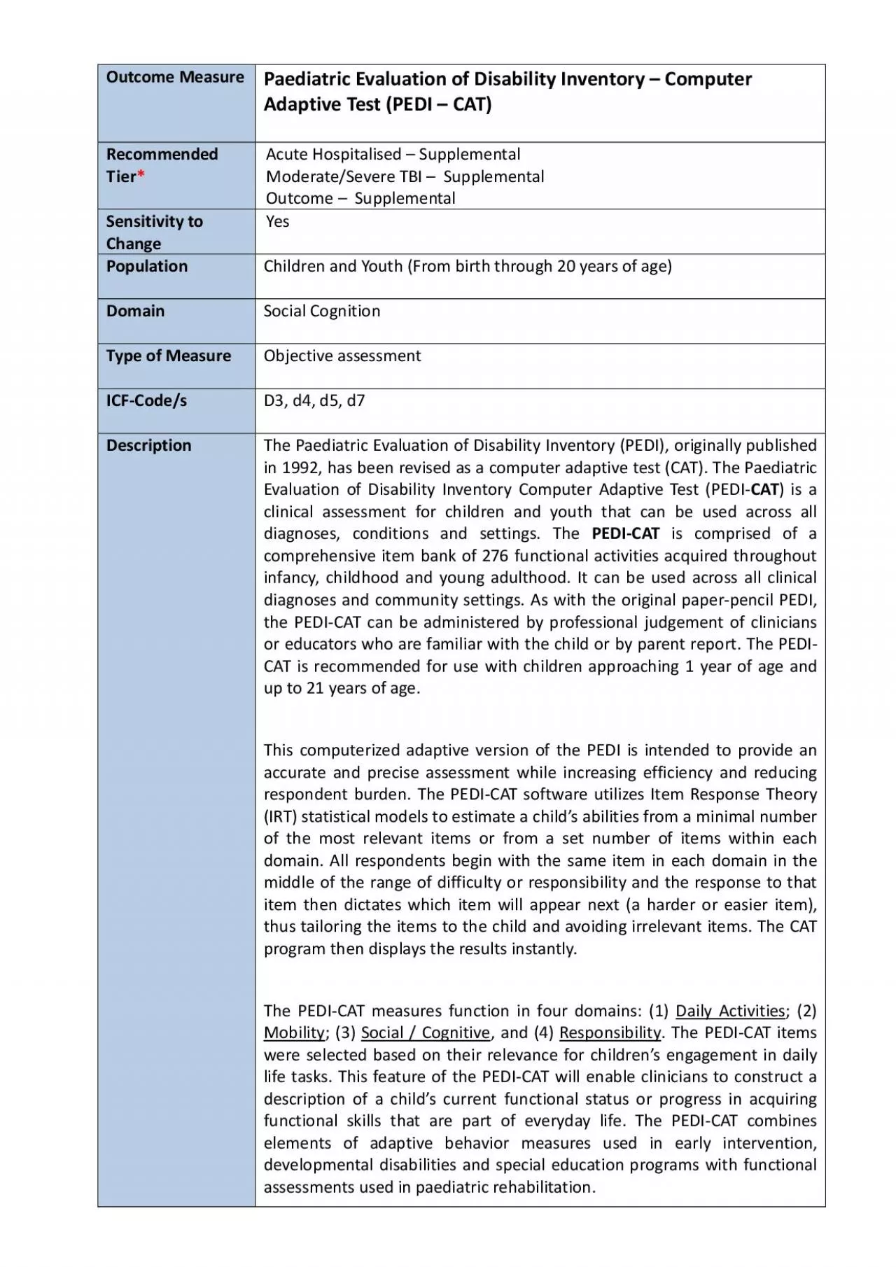 PDF-Outcome Measure