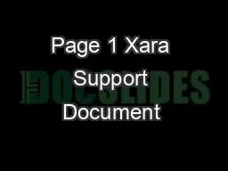 Page 1 Xara Support Document 