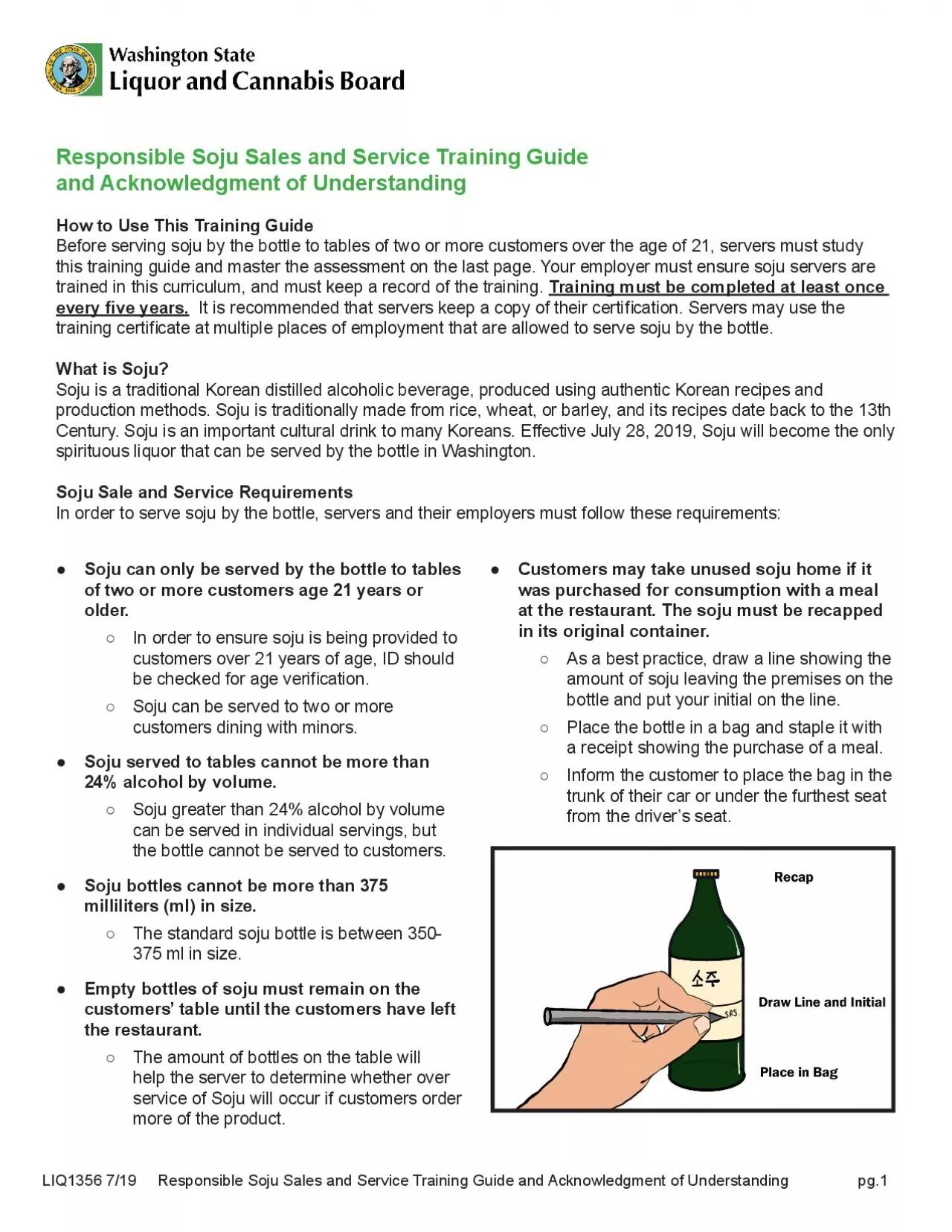 PDF-LIQ1356 7/19 Responsible Soju Sales and Service Training Guide and