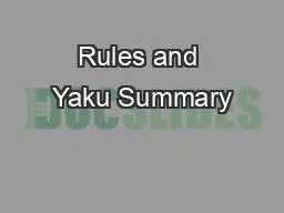Rules and Yaku Summary