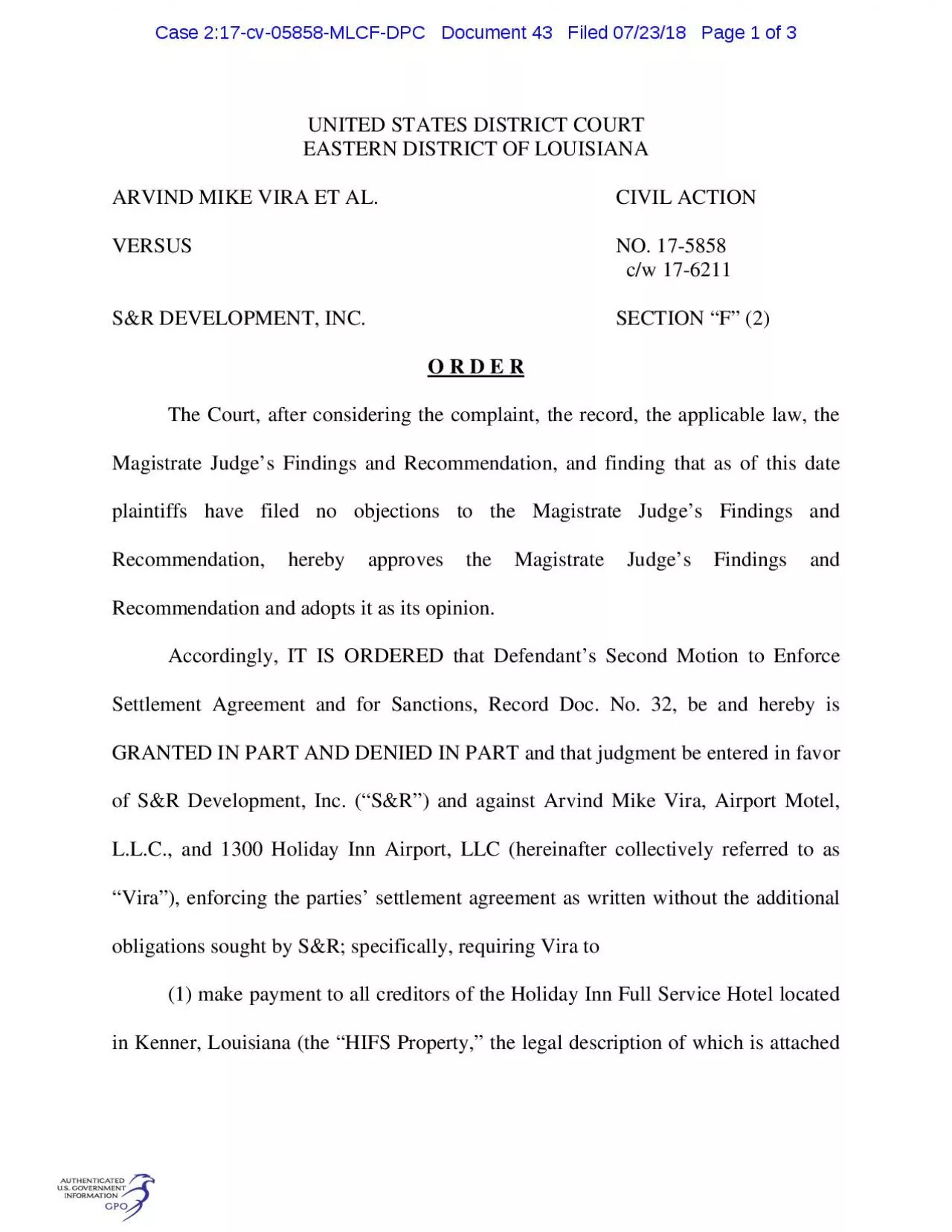 PDF-Case 2:17-cv-05858-MLCF-DPC Document 43 Filed 07/23/18 Page 2 of