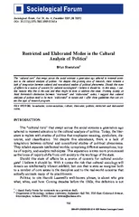 Restricted and Elaborated Modes in the Cultural Analys