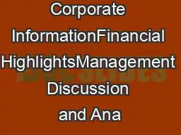 Corporate InformationFinancial HighlightsManagement Discussion and Ana