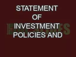 STATEMENT OF INVESTMENT POLICIES AND
