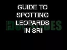 GUIDE TO SPOTTING LEOPARDS IN SRI