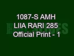 1087-S AMH LIIA RARI 285 Official Print - 1