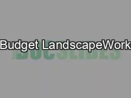 Water Budget LandscapeWorksheets