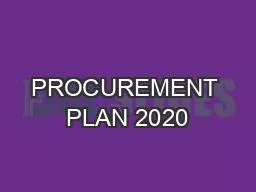 PROCUREMENT PLAN 2020