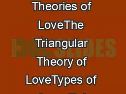 General Theories of LoveThe Triangular Theory of LoveTypes of Love Rel