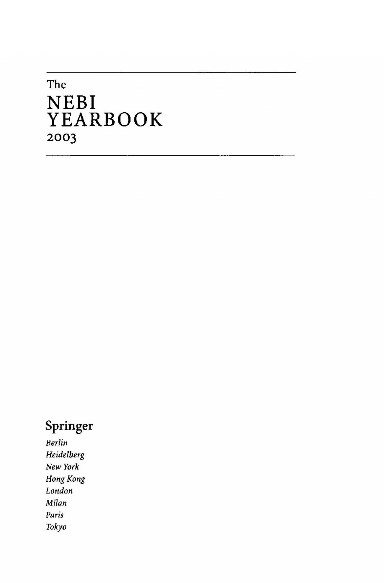 PDF-The NEBI YEARBOOK 2003 Springer Berlin Heidelberg New York Hong Kong L