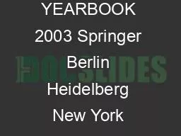 The NEBI YEARBOOK 2003 Springer Berlin Heidelberg New York Hong Kong L