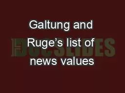 Galtung and Ruge’s list of news values