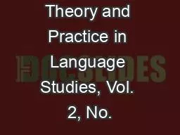 Theory and Practice in Language Studies, Vol. 2, No.