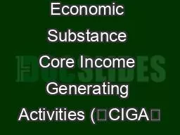 Economic Substance Core Income Generating Activities (“CIGA”