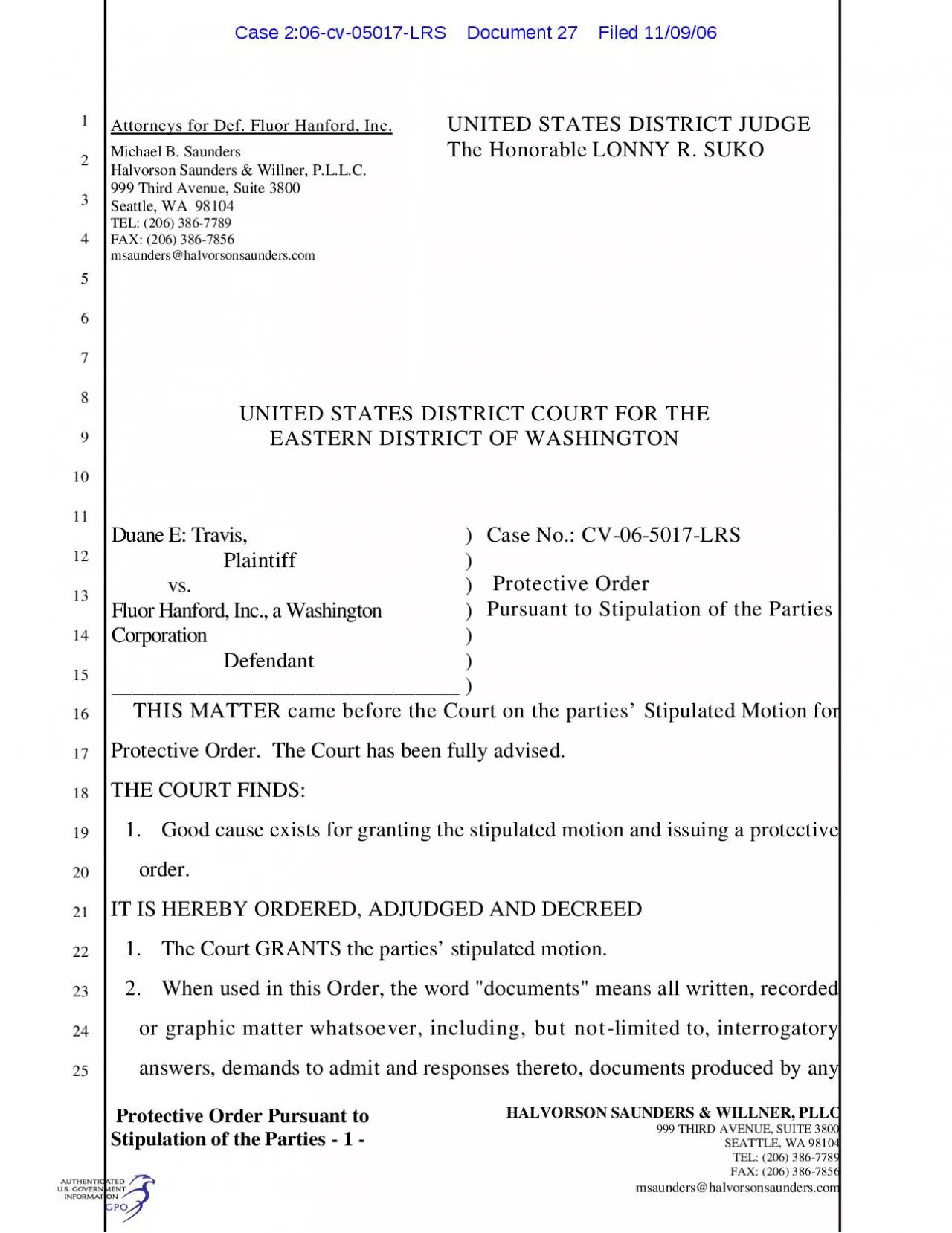 PDF-Case 2:06-cv-05017-LRS Document 27 Filed 11/09/06