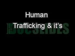 Human Trafficking & it’s